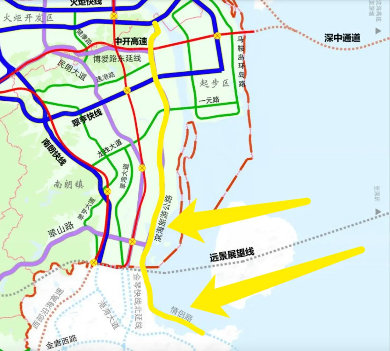 9,濱海公路(未建,規劃),對接珠海市的情侶路