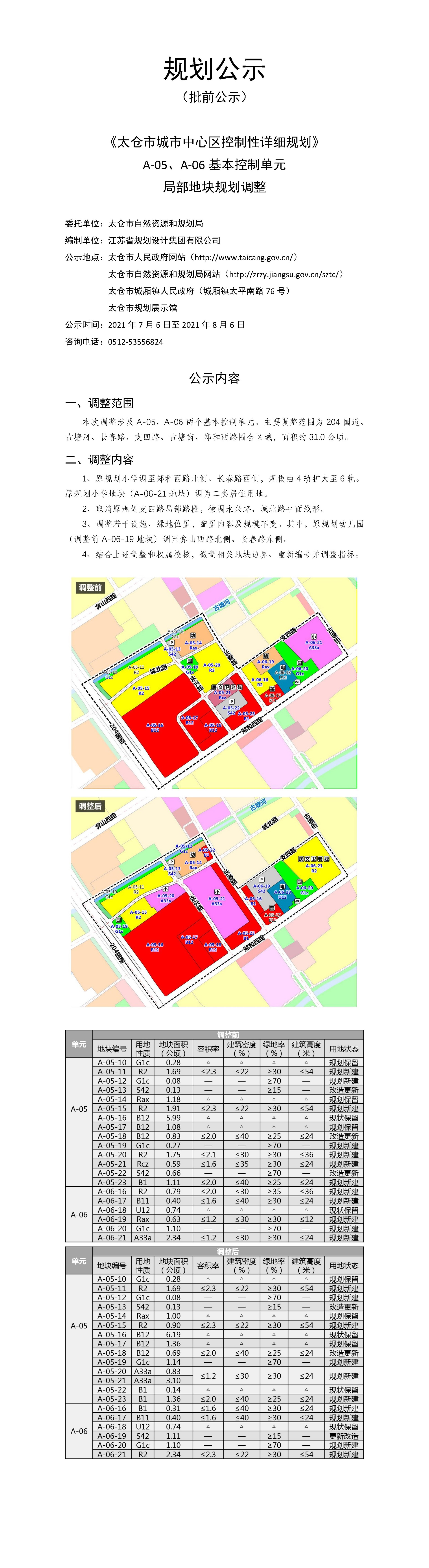 《太仓市城市中心区控制性详细规划》局部地块规划调整