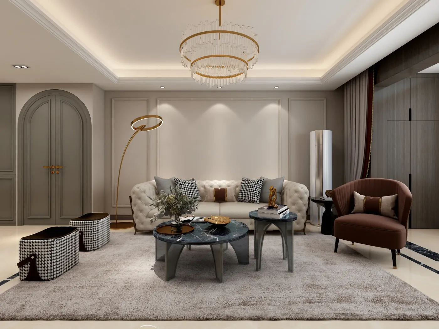 162㎡美式轻奢原木色搭配形成别样的风格质感