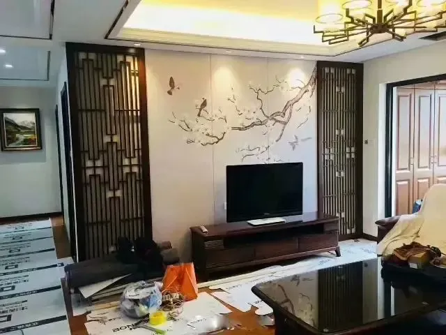 老公花了四个月装修入户玄关太漂亮了电视墙更是抢眼晒一晒