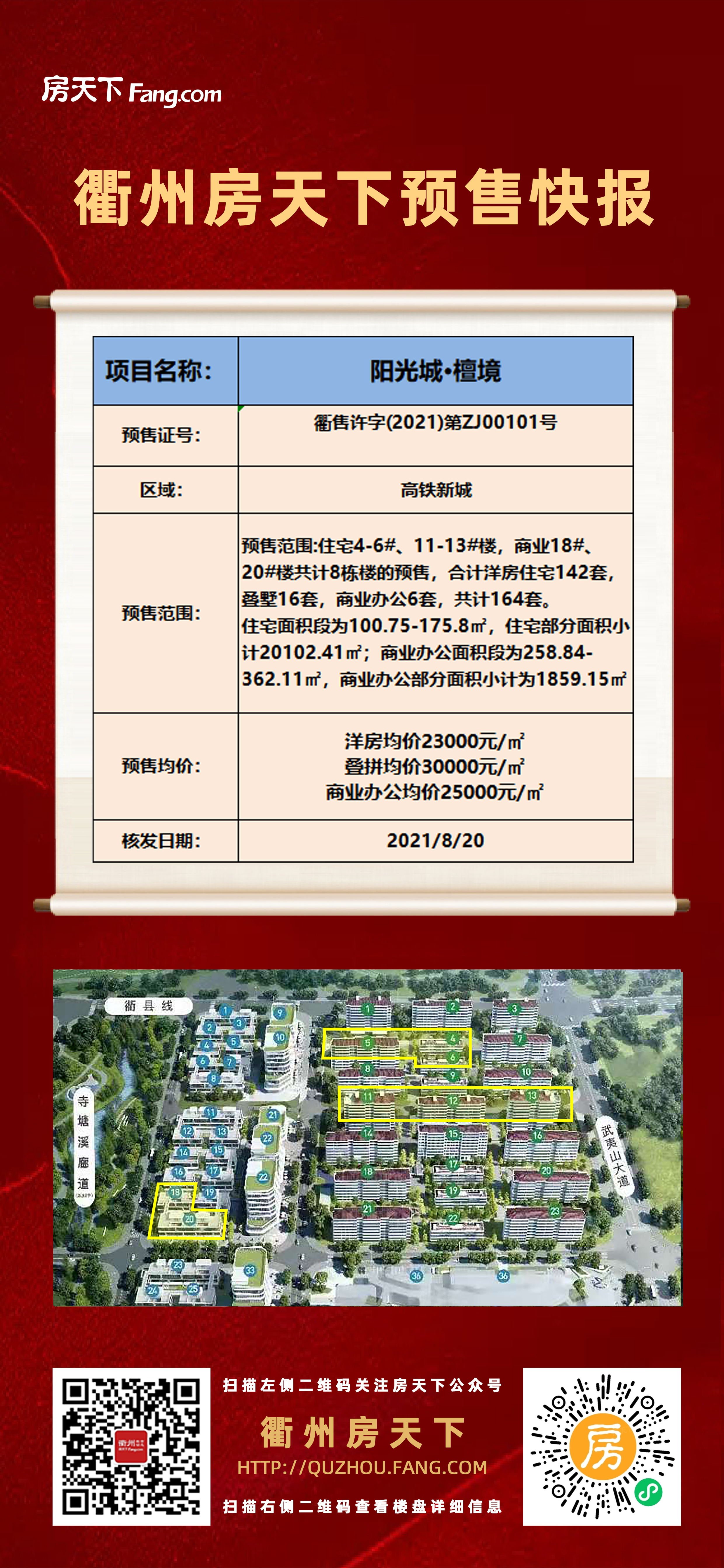 阳光城·檀境获批预售证，住宅158套，洋房均价23000元/㎡（含房价表）