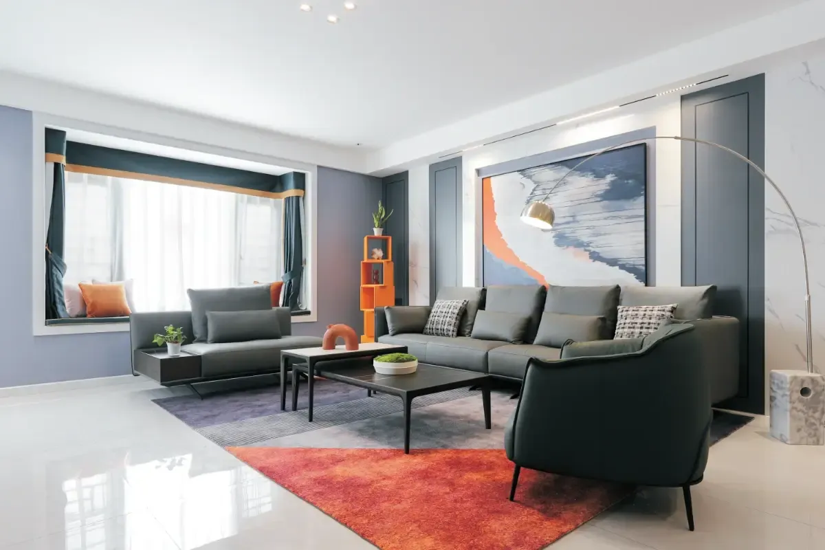 灰色调家居时尚别致那一抹橙色好亮眼