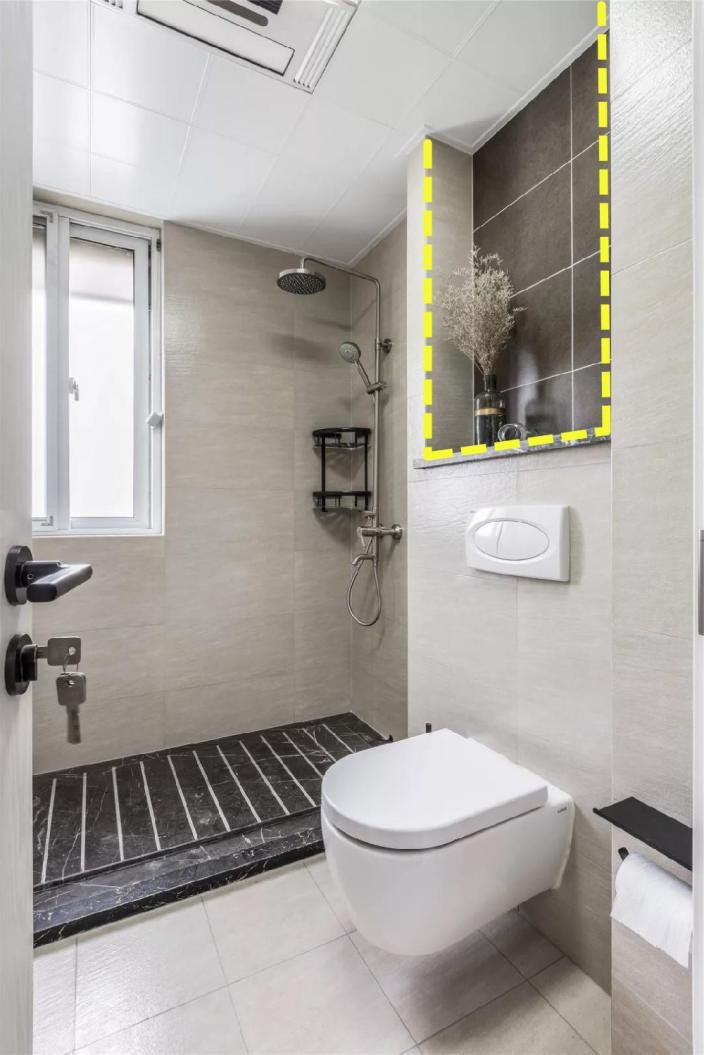 矮墙挂马桶上方加薄柜卫生间只有36㎡收纳力却1个顶俩