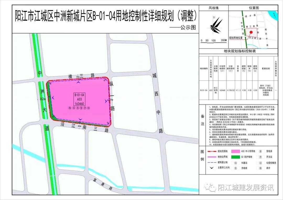 市一中西侧初中、中洲新城片区B-01-04高中用地控规