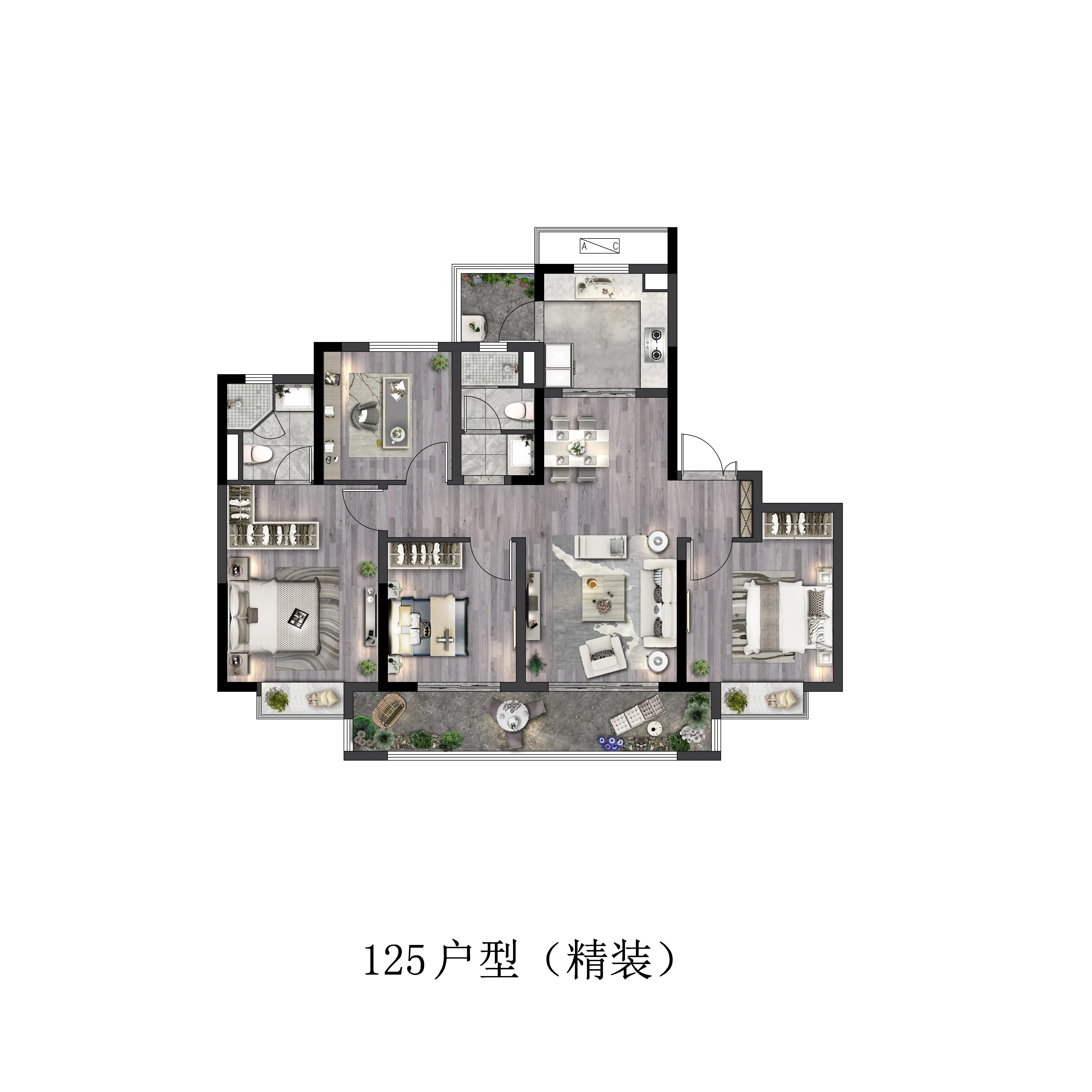 中天蓝光桃李府建面约125平方米户型鉴赏