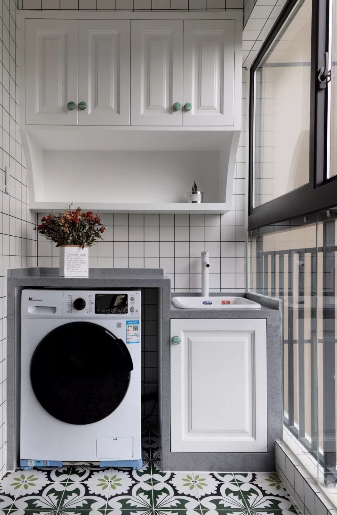 4种洗衣机放阳台组合设计简洁实用收纳强