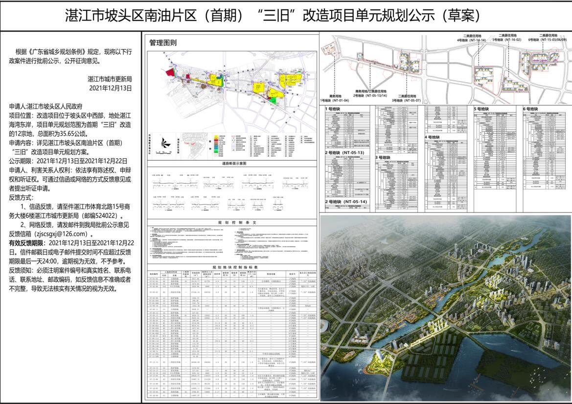 湛江南油片区（首期）“三旧”改造规划公示 涉及总面积达35.62公顷