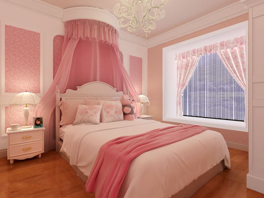 粉色墙面配家具效果图图片