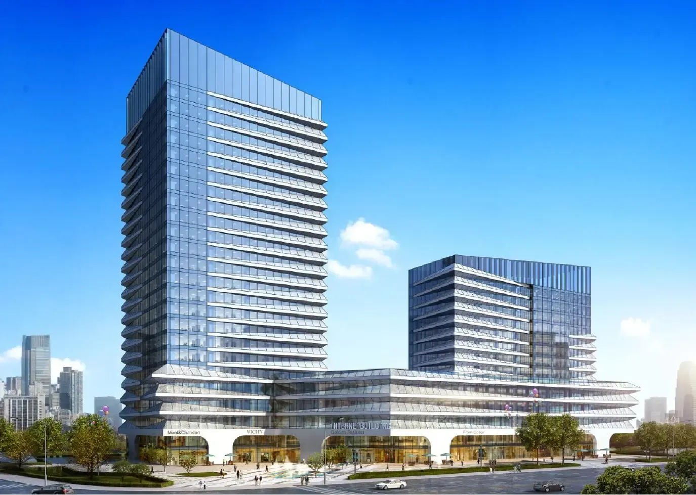 (互联网大厦效果图)这里引入全球眼健康研究中心中国眼谷,世界500强