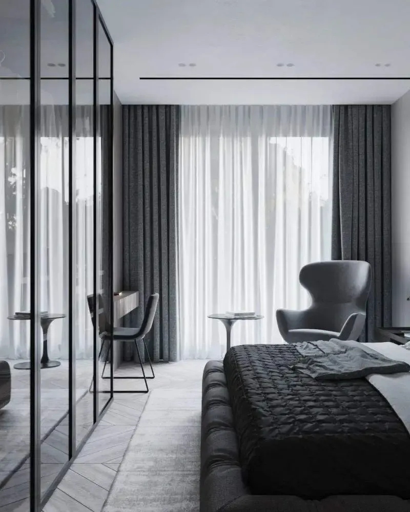 灰的撞色装修搭配让家回归舒适的画风