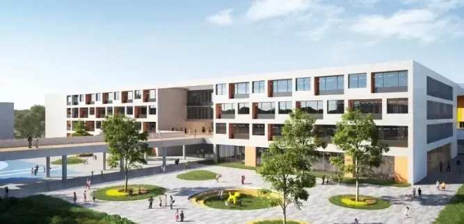 考察团对范家屯镇重点教育项目长春十一高中硅谷学校进行了实地考察