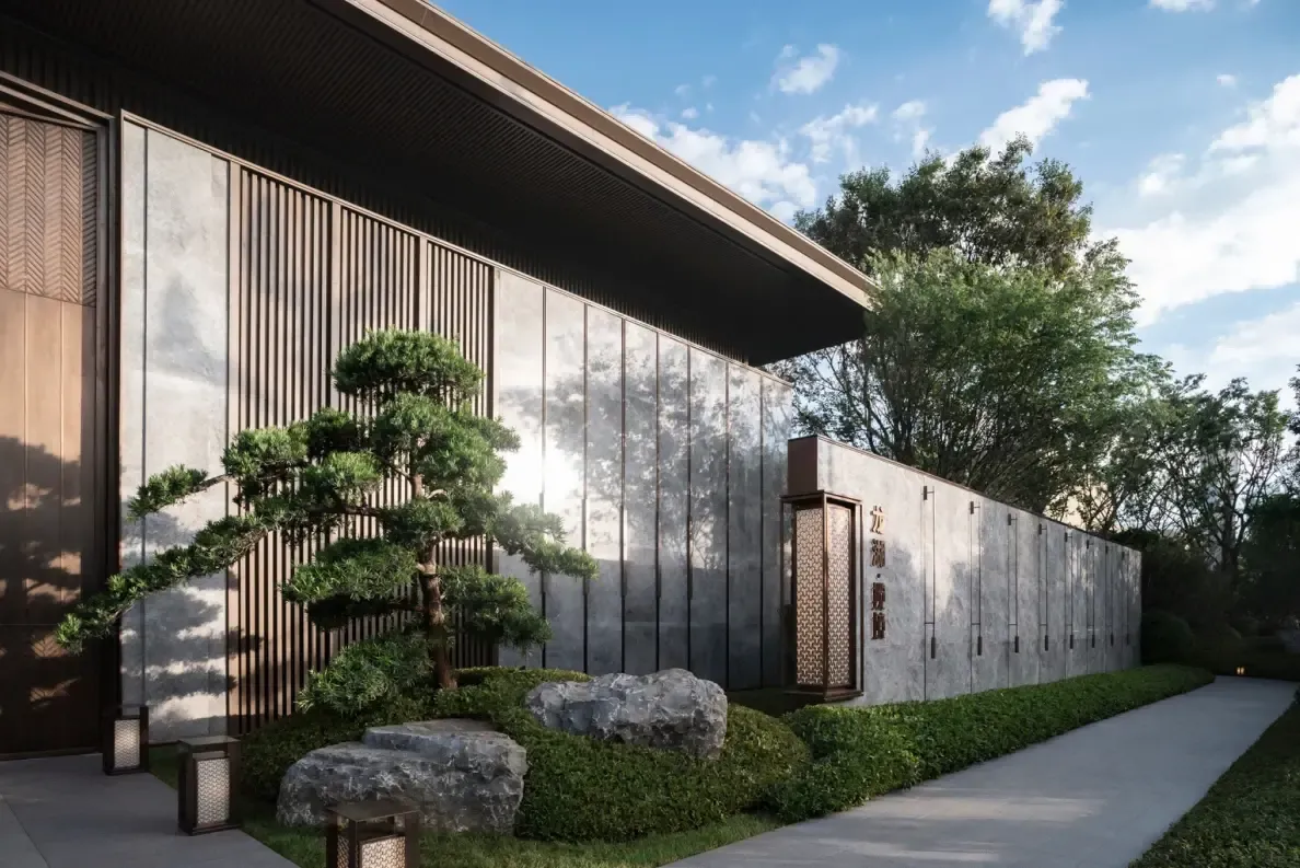 龙湖·揽境大门景墙实景图高约3.