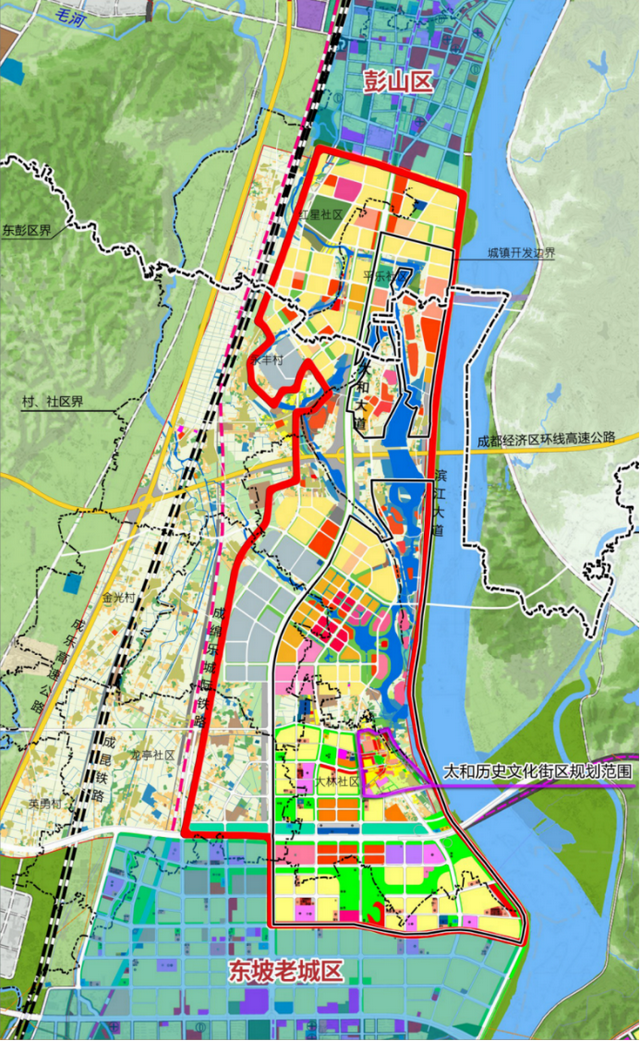 眉山城市新中心用地规划图新中心片区是眉山中心城区未来城市发展