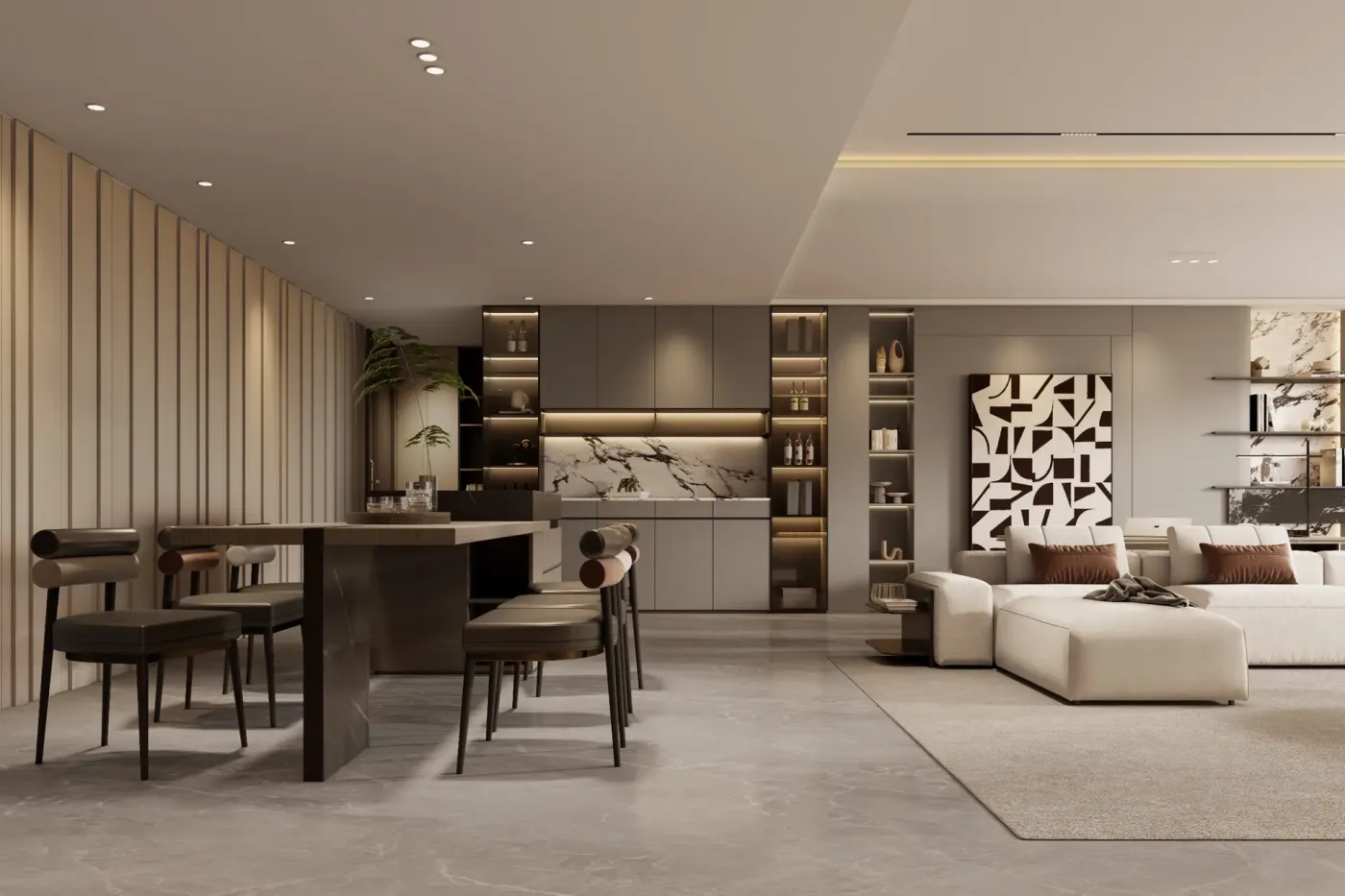 成都装修设计|180意式轻奢大平层设计效果图