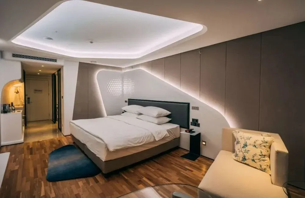 房间布置也是一水儿的 "简洁商务风" 高科技未来感嘛 当然跟"温馨"是