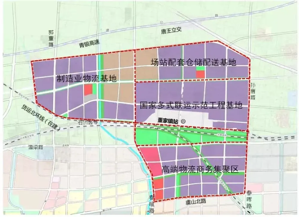 根据《专项规划》,铁路枢纽又称为中央高端物流集聚区,位于董家铁路