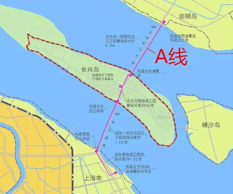 上海建工機施集團說,首條將上海天然氣主幹管網氣源引入崇明島的管道