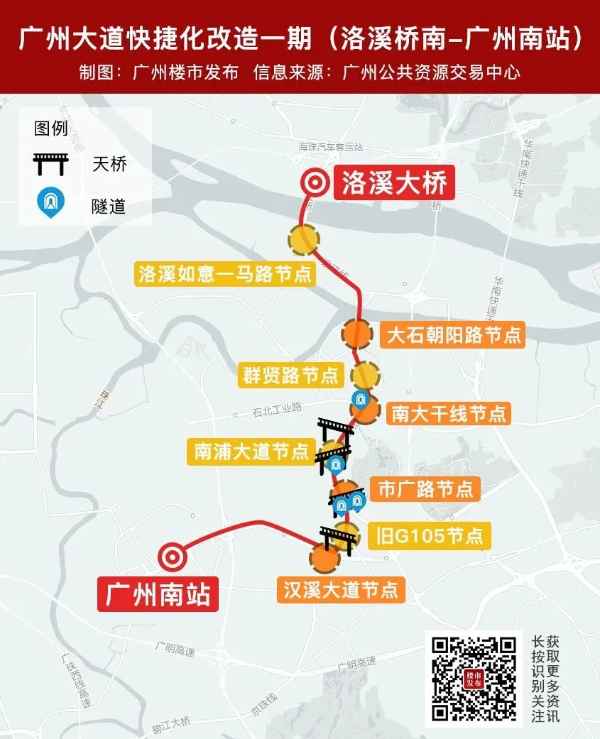 隧道天桥招标广州大道快捷化一期还与20号线重合