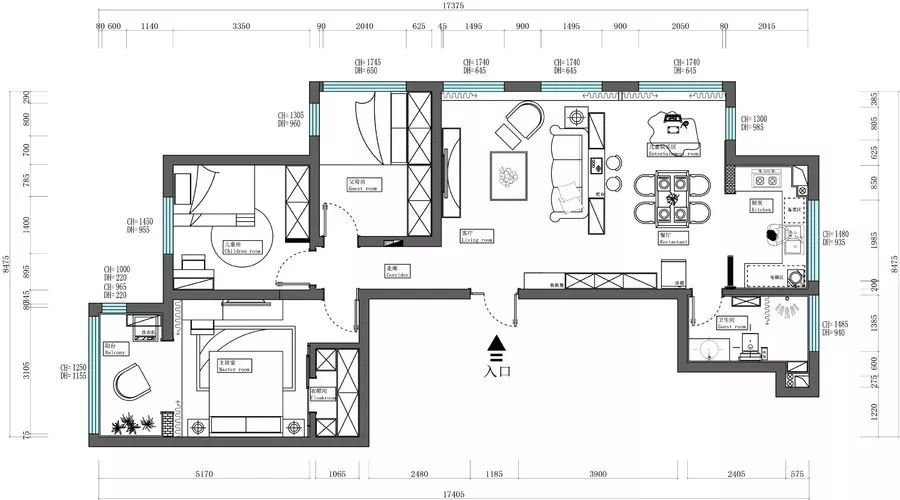 128平米的房子装修多少钱？北欧风格三居室设计说明！