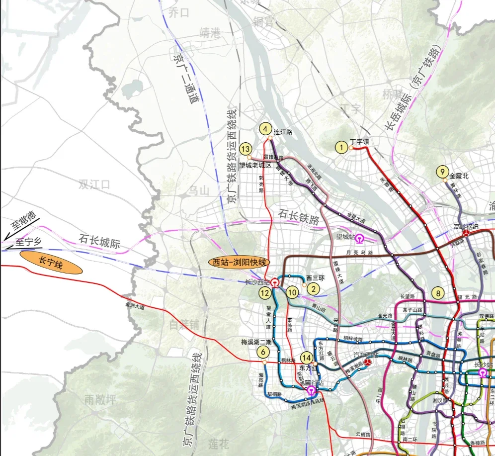 长沙轨道交通图截图河西快线 从望城主城区黄桥大道与雷锋大道交汇处