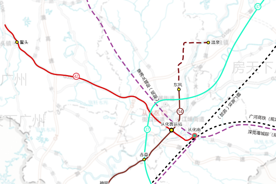 从化1号线规划从化高铁站到鳌头,可能不采用地铁,可能采用有轨电车,但