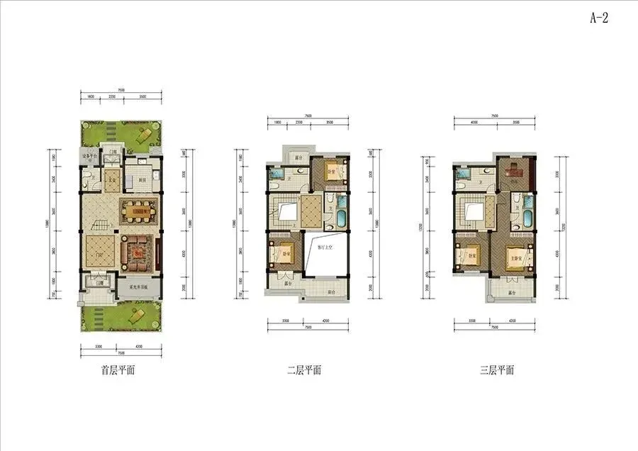 建面约245㎡项目排屋做了建面约237-305㎡等3种不同尺度的户型设置