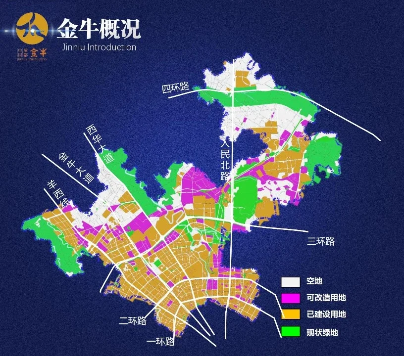 截至2020年金牛区可利用的土地总量超3万亩,主要集中在国宾片区3.