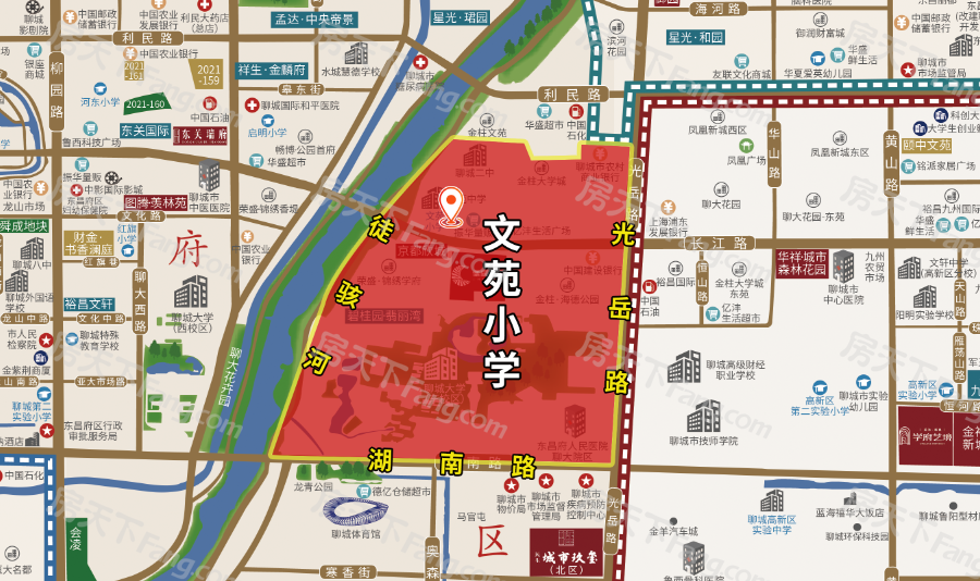 聊城初中学区划分地图图片