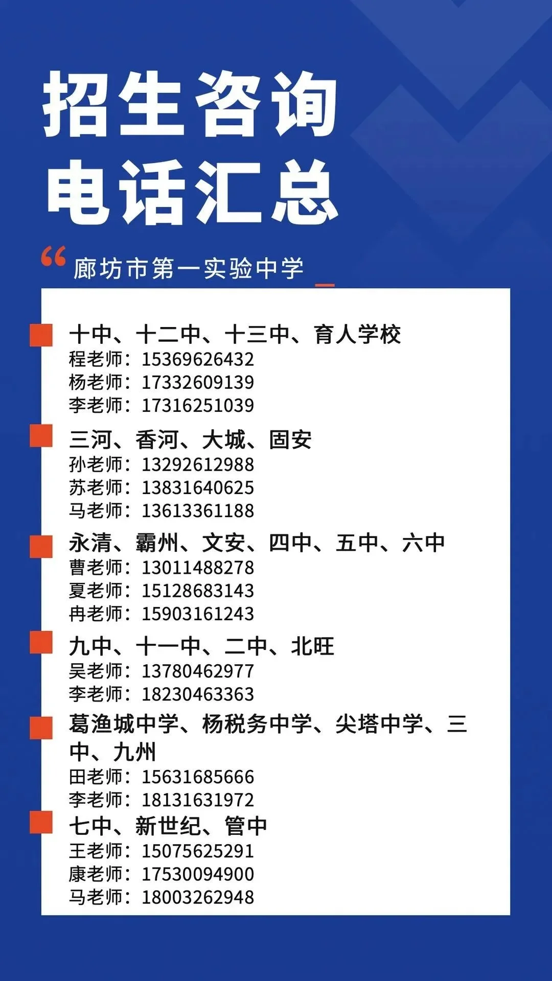 廊坊主城区省级示范性普通高中分配生招生办法，及多所中小学、幼儿园招生划片消息