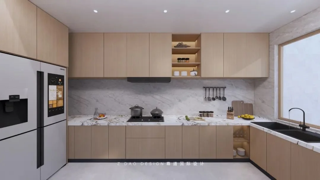 su立面设计图厨房设计为"u"型,利用嵌入式厨电,获得更多的料理空间.