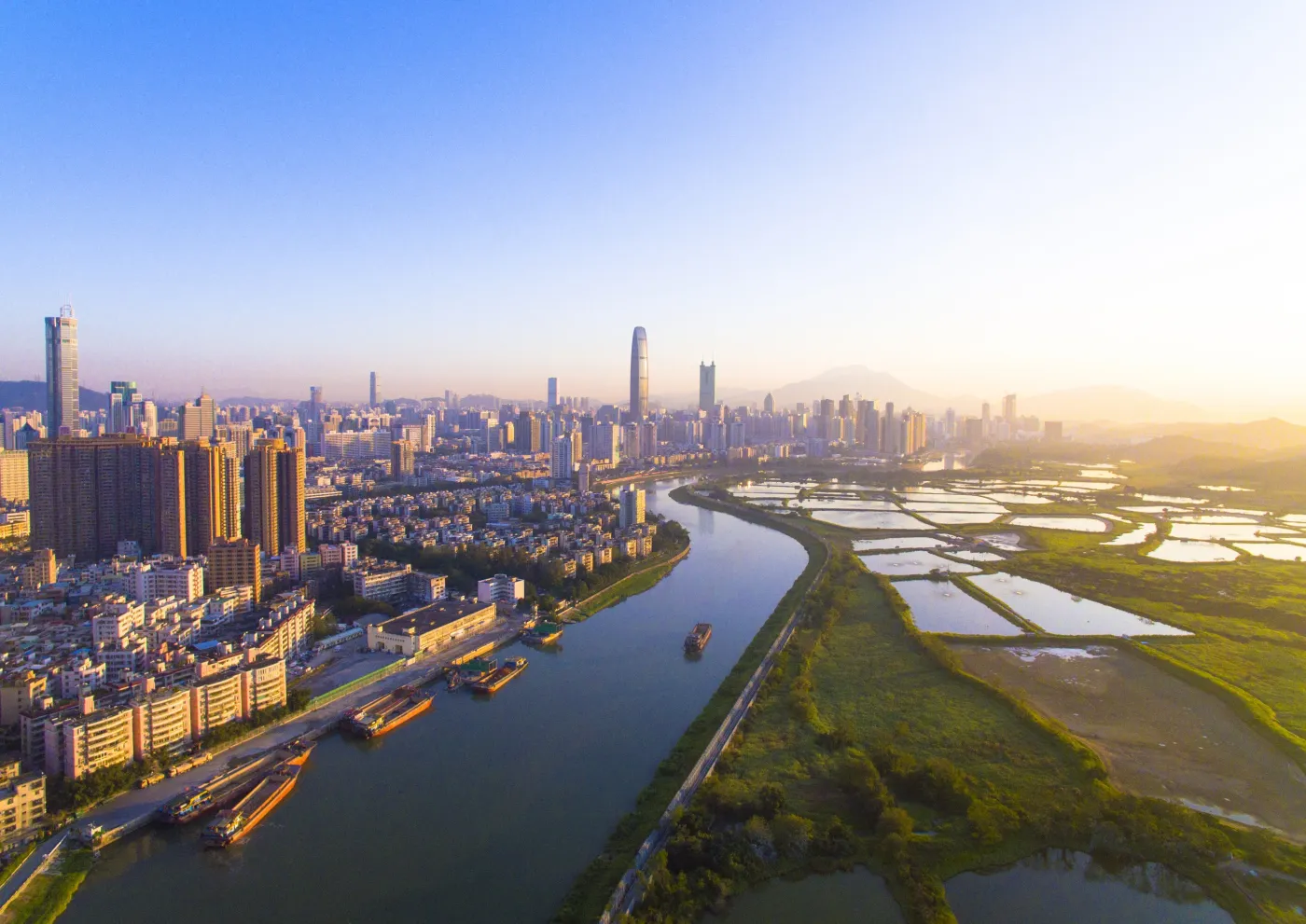 其中,深港联合治理深圳河一期工程主要对料壆和落马洲两个弯段裁弯取