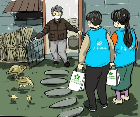 小三江镇社工有画说漫画致敬双百蓝