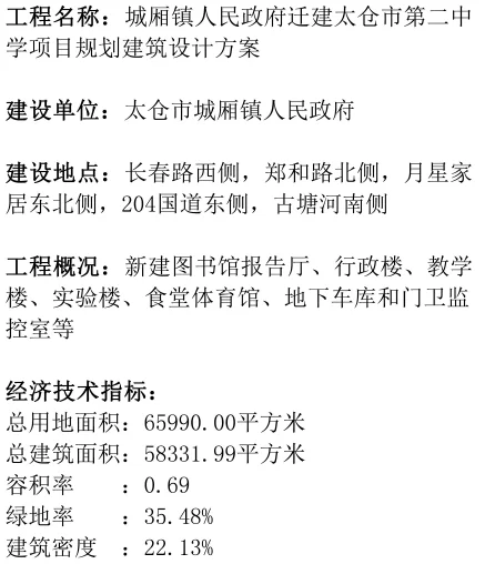 近期,太倉人民政府網發佈了關於《城廂鎮人民政府遷建太倉市第二中學