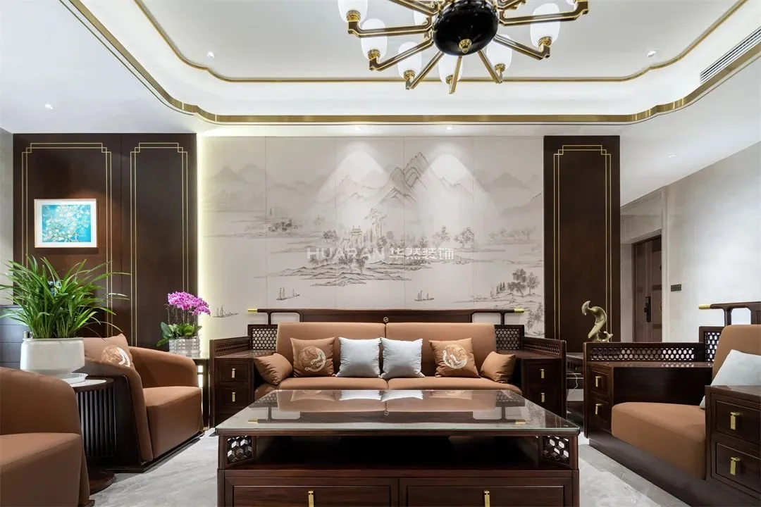 华然实景金榈园420㎡新中式底复室刻在骨子里的中方美学