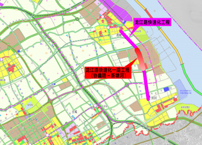 >项目规划示意图龙江路快速化工程北起南环路向南延伸至太浏快速路