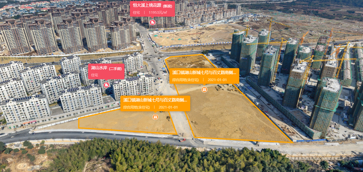 溪口镇湖山新城七号与百丈路南侧地块实景图