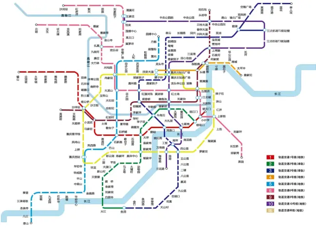重慶目前開通的1,2,3,5,6,10號線以及環線,日益完善的輕軌線路方便了
