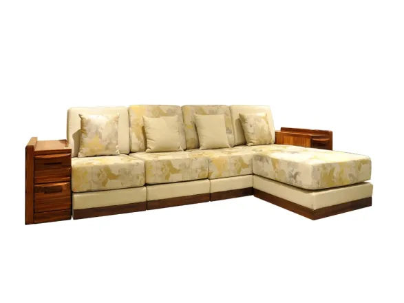 天坛家具 乌金王子 现代实木 转角沙发