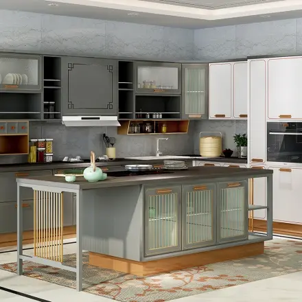 欧派橱柜定制整体石英石台面厨房厨柜新中式烤漆厨柜家用组合柜