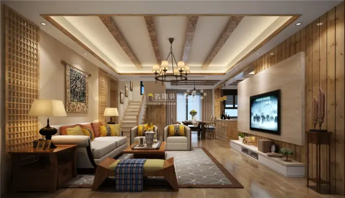 东南亚现代风格-翠湖豪苑-六居室