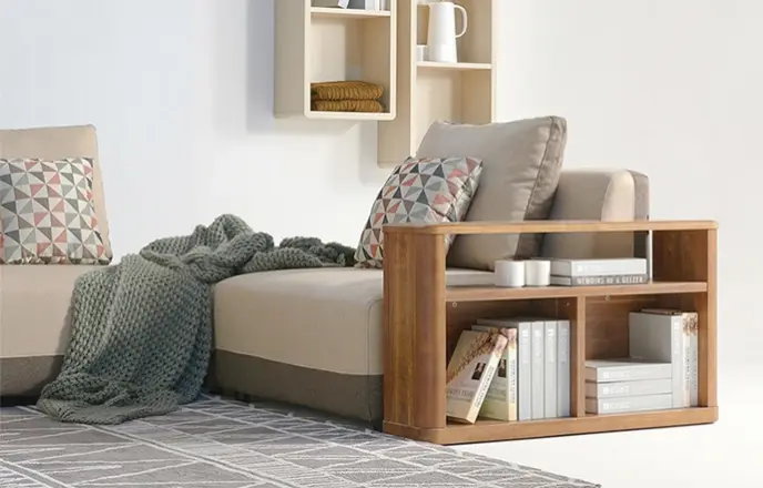 森盛家具实木布艺沙发北欧现代简约贵妃沙发小户型沙发组合