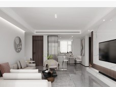 先河国际社区130平米三居室轻奢极简风格装修