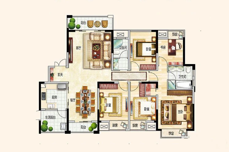 现代五居室179平米179万-广源大都会装修案例-南宁房天下家居装修网