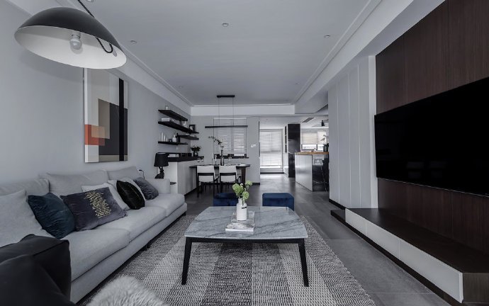 104平米三居室的现代风格案例，只花8万！