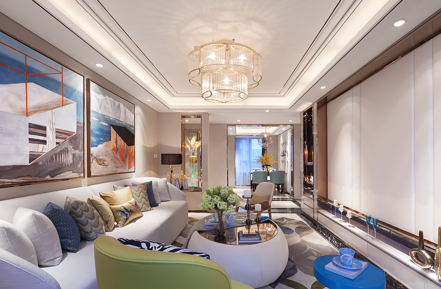 岭南新世界实例，120平米的三居室，质感与时尚并存的美式风装修。