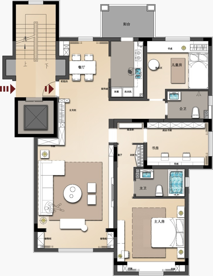 现代风格三居室装修案例，142平米的房子装修多少钱？