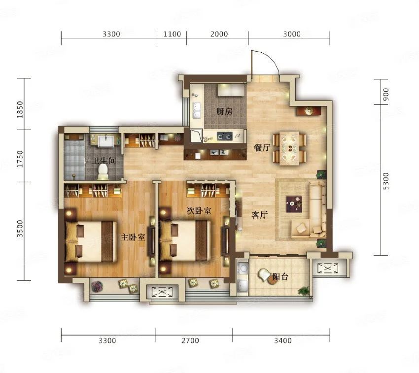 79平米的二居室装修案例欣赏，将现代风融入到现代生活当中。-长投绿城兰园装修
