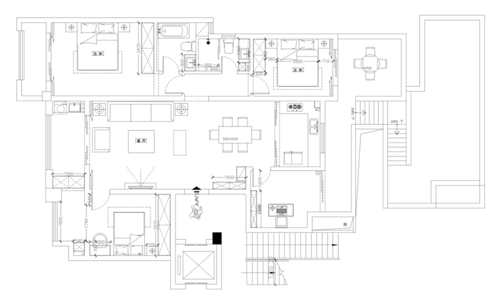140平米三室户法式风格