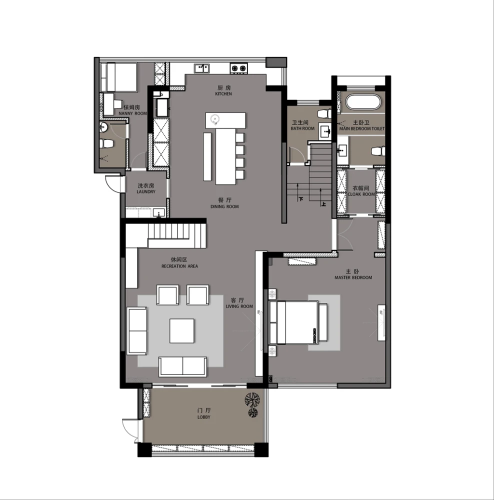 210平米三室户现代简约风格装修案例