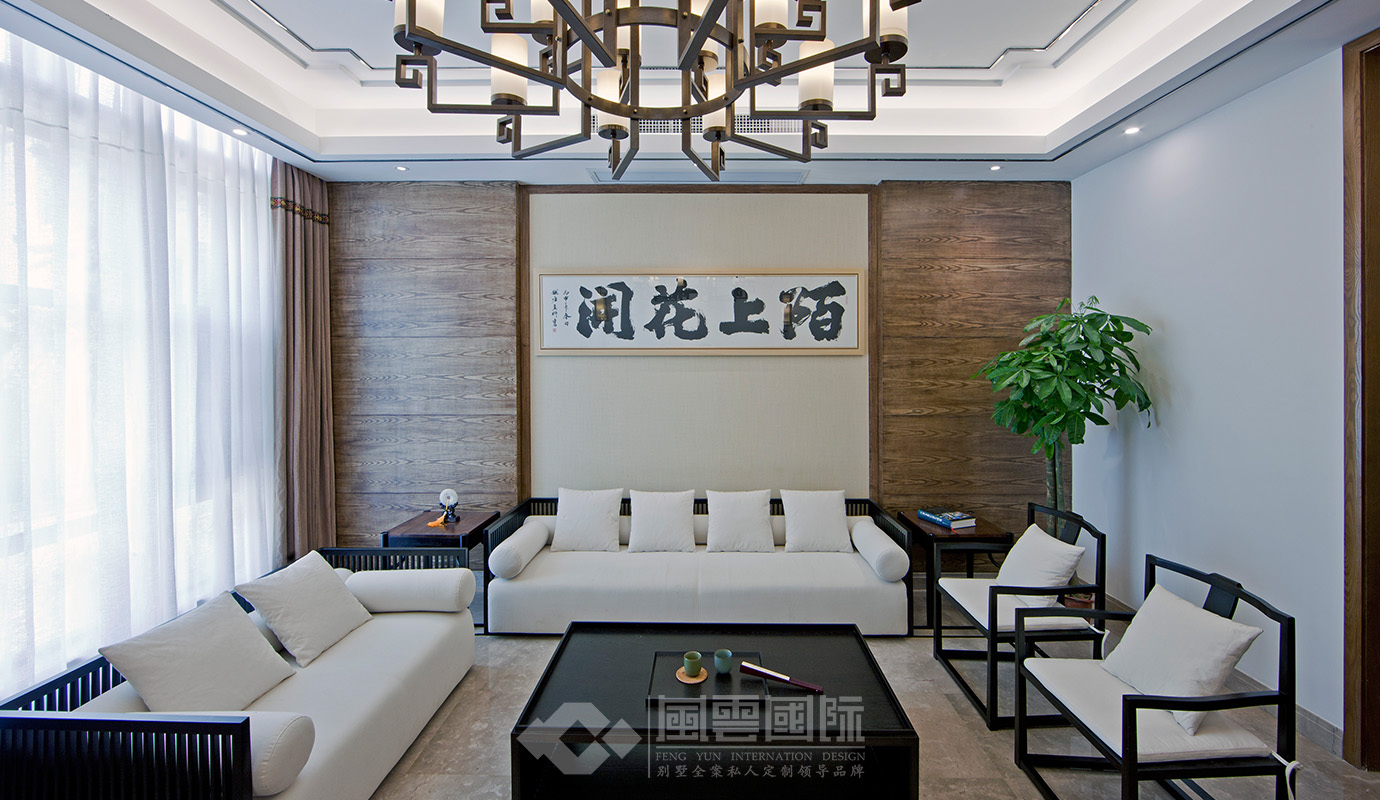 新中式风格的340平米的别墅装修成这样，亲朋好友都艳羡。